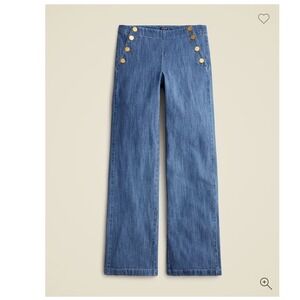 J. Crew Factory Wide Leg Sailor Jeans in Medium Blue with Gold Buttons